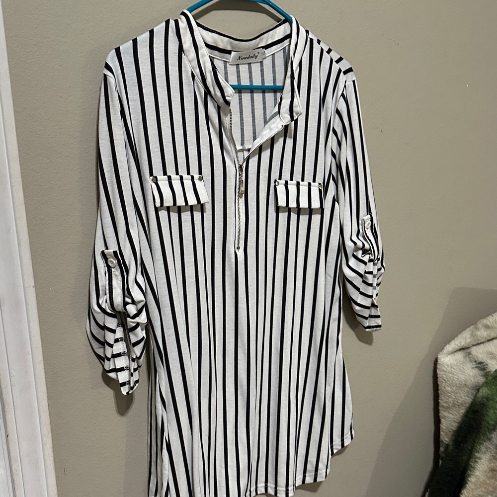 Black and White Striped Blouse